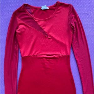 Curvy short red dress with slight fishnet design